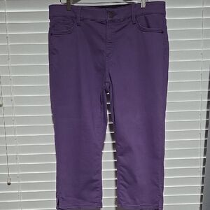 Liz Claiborne Sara Elastic Waist Purple Cropped Ankle Jeans 14